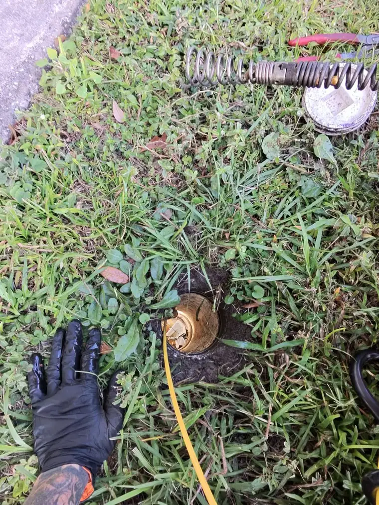 Outdoor mainline sewer cleanout used to access a line in Largo, Florida